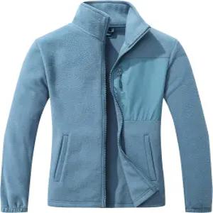 GIMECEN 여성용 풀 지퍼 소프트 폴라 플리스 재킷 포켓이 있는 야외 레크리에이션 코트 긴팔 편안한 아우터