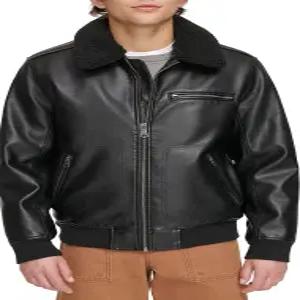 리바이스 남성 남성용 인조 가죽 에비에이터 폭격기 재킷 셰르파 칼라 포함