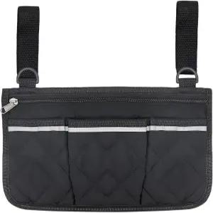 반사 스트라이프가 있는 ZCLGOOD 휠체어 사이드 백 팔걸이 수납 파우치 정리함 롤레이터 모빌리티 스쿠터용