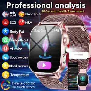 호환  2026New ECGPPG 스마트 시계 남성 여성 신체 피로 모니터링 혈압 지질 건강 추적 블루투스 통화 Smar