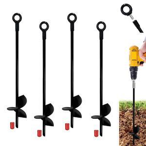 도버스 그라운드 앵커, 텐트 스테이크스 헤비 듀티, 트램펄린 앵커 키트, 트리플 프로펠러, 캐노피용 듀티 후크, 카포트, 헛간, 스윙 세트, 사용 편의성, 4pcs 15 u201D 블랙