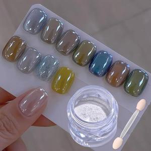네일용 화이트 크롬 네일 파우더 클리어 글레이즈드 도넛 미러 효과 고광택 글리터 안료 폴리쉬 디자인용 문라이트 유니콘 1g