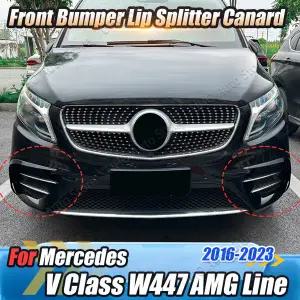 호환  메르세데스 V 클래스 W447 AMG 라인 2016-2023용 자동차 앞 범퍼 사이드 벤트 스플리터 안개등 트림