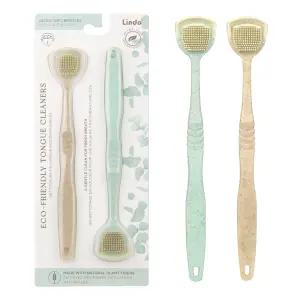 린도 혀 클리너 스크레이퍼 구강 관리 구취 감소 부드러운 실리콘 브리스틀 천연 2팩