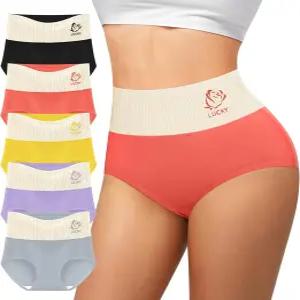 미오탄 여성용 코튼 속옷 하이웨이스트 배 컨트롤 소프트 스트레치 브 전체 커버 팬티 5팩