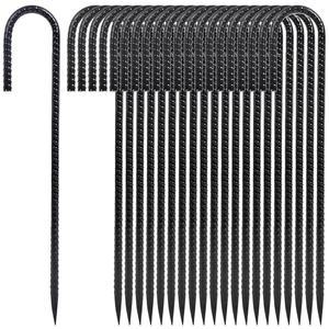홈윈 12인치 헤비 듀티 철근 말뚝, 야외 장식용 아연 도금 스틸 J 후크 텐트 인플레이터블, 펜싱, 가드닝, 가제보 및 스윙 세트 앵커용 말뚝 20팩