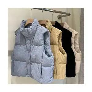 여성 트렌디 아이템 조끼 패딩 코듀로이 쇼트 겨울 차이나 나시 HT4