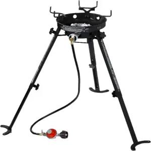 이스트맨 아웃도어 90411 XL 냄비와 웍 브래킷이 있는 휴대용 카후나 버너 조절 가능한 다리 검은색 1팩