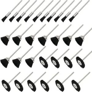 니우피카 소프트 나일론 브리스틀 브러시 컵 와이어 세트 청소 연마 액세서리 2.35mm 섕크 30개 로터리