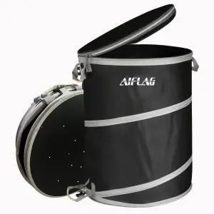 마당 쓰레기 및 캠핑용 AIFLAG 접이식 쓰레기통 단단한 바닥과 지퍼 뚜껑이 있는 42갤런 팝업 쓰레기봉투