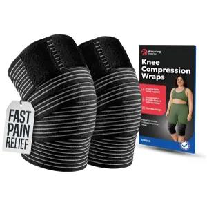 다리 허벅지 햄스트링 발목 및 팔꿈치 관절을 위한 탄성 무릎 압박 소매 붕대 랩 I 지지 스트랩 부종 감소