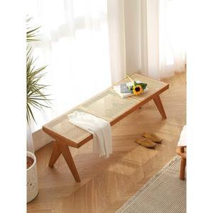 실내용 라탄 나무벤치 의자 2인용 카페