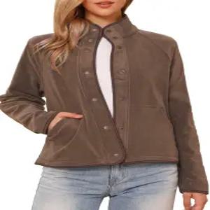 여성용 알레그라 K 플리스 재킷 2025 캐주얼 긴팔 버튼 다운 겨울 코트 포켓 포함