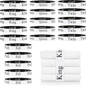 미트키 20피스 침대 시트 정리 밴드 린넨 옷장 정리함 및 보관용 크기 라벨 정리용 탄성 침구 킹 퀸 트윈