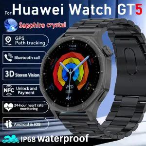 호환  Smartwatch Men AMOLED HD 디스플레이 4GB 메모리 심박수 GPS 궤도 NFC 블루투스 통화 HUAWEI GT 시