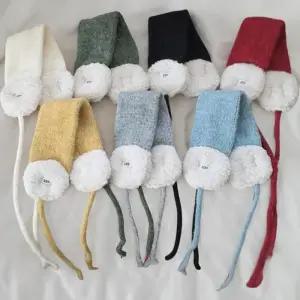 [신상오픈런]여성 겨울 귀마개 페이크 퍼 배색 울 니트 뽀글이 (41568202)