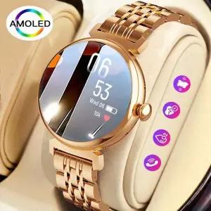 호환  1.04 인치 AMOLED 화면 스마트 시계 화면은 항상 Bluetooth 통화 Smartwatch 금속 몸체 화면 시계를