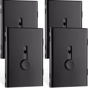 누안추 4팩 슬라이드 아웃 명함 홀더 엄지 드라이브 케이스 포켓 메탈 카드 남성용 신용 신분증블랙