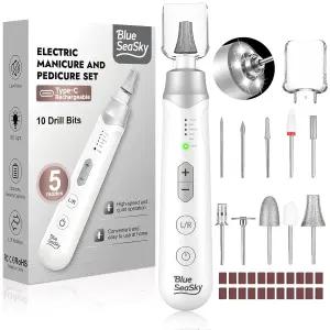 전문가용 전기 네일 드릴 2000mAH 휴대용 무선 파일 10 in 1 매니큐어 페디큐어 키트 5단 발가락 도구 손