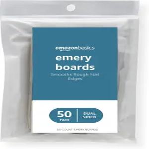 아마존 베이직 양면 네일 파일 천연 케어 가정 및 살롱 사용 페디큐어 50 카운트 브라운용 에머리 보드