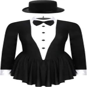 FEESHOW 여성 턱시도 바디수트 레오타드 피겨 스케이팅 드레스 긴팔 모던 발레 댄스웨어 모자 착용