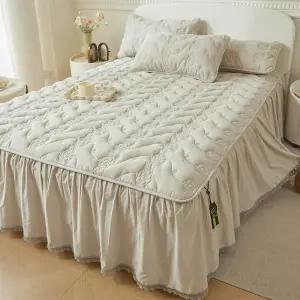 스커트침대커버 누빔 침대패드 레이스 커버 침대 스커트