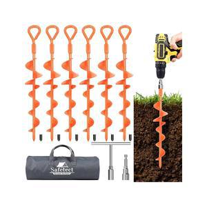 세이프텍 그라운드 앵커 나사 15인치, 트램펄린, 캠핑, 캐노피, 텐트, 동물 보호, 스윙 세트 앵커, 6팩 텐트 스테이킹용 헤비 듀티 어스 스테이킹