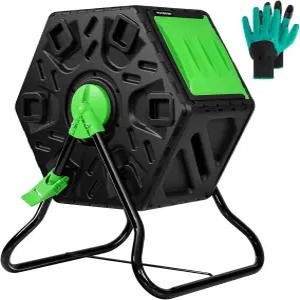 비보선 텀블링 컴포스터 18.5갤런 퇴비통 슬라이딩 도어가 있는 튼튼한 퇴비 텀블러 잠금식 브레이크 및