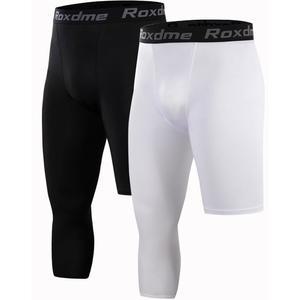 록스드메 2팩 남성용 3/4 원 레그 컴프레션 카프리 타이츠 팬츠 농구 운동 러닝