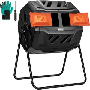 비보선 야외 텀블링 컴포스터 듀얼 회전 배치 퇴비통 43갤런 오렌지 도어