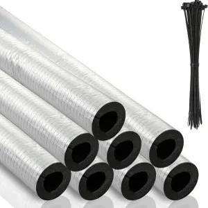 톤디아모 8개 3피트 파이프 단열 폼 튜브 자체 접착 랩과 알루미늄 호일 테이프 수도관 커버로 겨울철 야외