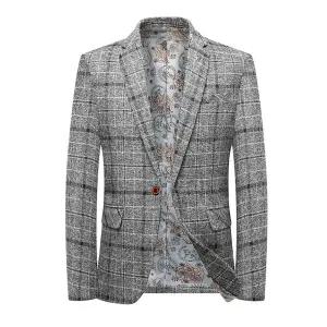 정장재킷 남성 정장 자켓 장기간 을 통한 캐주얼 슬림핏 체크 싱글 코트 admr1