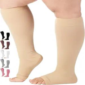 여성용 모조 발가락 없는 압박 AB211 토 오픈 20-30mmHg 양말 -