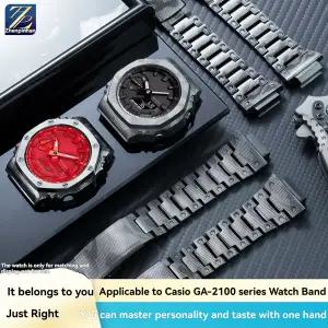 호환  카시오 시계 GA2100GA2110GA-B2100용 개조형 카모플라주 메탈 케이스 스테인리스 스틸 스트랩 스테인