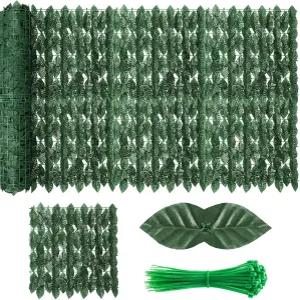 120x40인치 인공 아이비 프라이버시 펜스 스크린 가짜 그리너리 배경 바인 헤지 울타리 패널 파티오 발코니