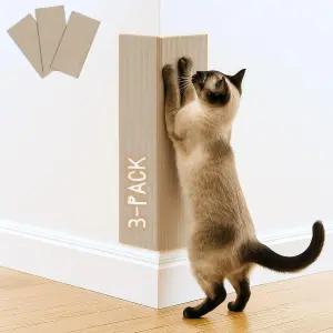 고양이 긁힘 매트(3팩) 23.6인치 x 11.8인치 벽 모서리 다용도 자가 접착 교체 나무 가구 기둥 소파
