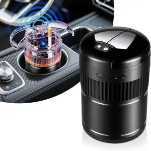 컵 홀더 냄새 방지를 위한 ZXRAINY 유니버설 자동차 애쉬트레이 지능형 감지 뚜껑이 있는 무연 애쉬 트레이