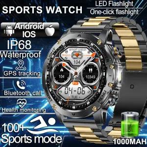 호환  2025 스마트 워치 1.75인치 HD 초대형 화면 내장 듀얼 밴드 GNSS 나침반 군용 스포츠 남성용 IP68 수