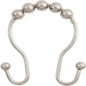 Kenny KN67120 내녹성 활공 금속 구슬 샤워 커튼 링 및 표준 로드를 위한 이중 걸이 고리 욕실 사용