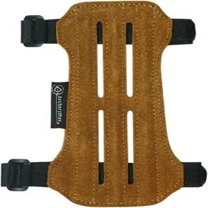 성인 남녀 공용 사격을 위한 2스트랩 버클 가죽 스웨이드가 장착된 양궁맥스 암 가드