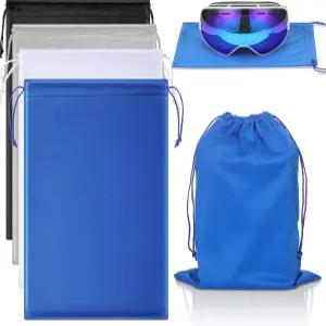 4피스 스키 고글 백 마이크로파이버 스노우 보호 선글라스 천 파우치 가방 부드러운 드로스트링 휴대 잠금