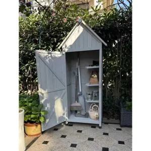 간이 창고 야외 원목 수납장 캐비닛 방수 테라스 농기구 보관함 몽땅