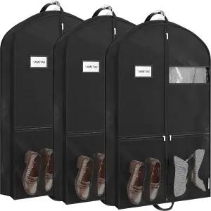 포켓이 있는 심플한 가정용품 43인치 여행용 의류 가방 부직포 가벼운 검은색 3팩