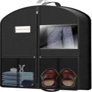 정장 의류 여행 가방 43인치 경량 접이식 블랙 숏 패브릭 통기성 - 남성용 걸이식 수납 커버 포켓 지퍼