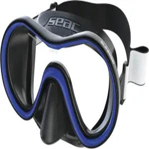 스쿠버 및 스노클링을 위한 SEAC 선라이즈 패브릭 스트랩이 달린 다이빙 마스크 강화 유리 렌즈 한 개