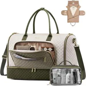 LOVEVBOOK 여성용 컨버터블 여행용 더플백 의류 가방 비행기용 더플백에 퀼트 오버나이트 위켄더 캐리 정장