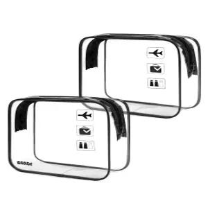 WANDF TSA 승인 화장품 가방 여행용 투명 2팩 지퍼가 달린 쿼트 사이즈 메이크업 파우치 기내 반입 공항