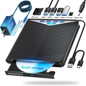 Conerruru 블루레이 외장 드라이브 지원 DVD/CD 플레이어/읽기/쓰기 USB 3.0 /TypeC 블루레이/DVD/CD BD