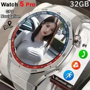 호환  NEW 워치 5 프로 스마트워치 32GB 메모리 GPS 구글 지도 내비게이션 AMOLED 시계 NFC 음악 비디오 재