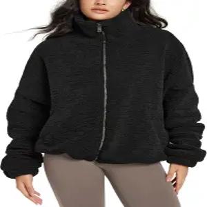 오도도스 여성용 셰르파 플리스 풀집 재킷 긴 소매 코트 부드러운 따뜻한 신채블 아우터 주머니 포함